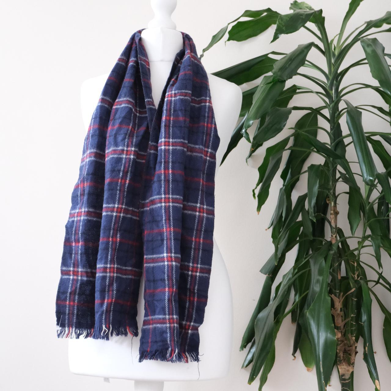 Vintage navy check scarf - OneCatBoutique