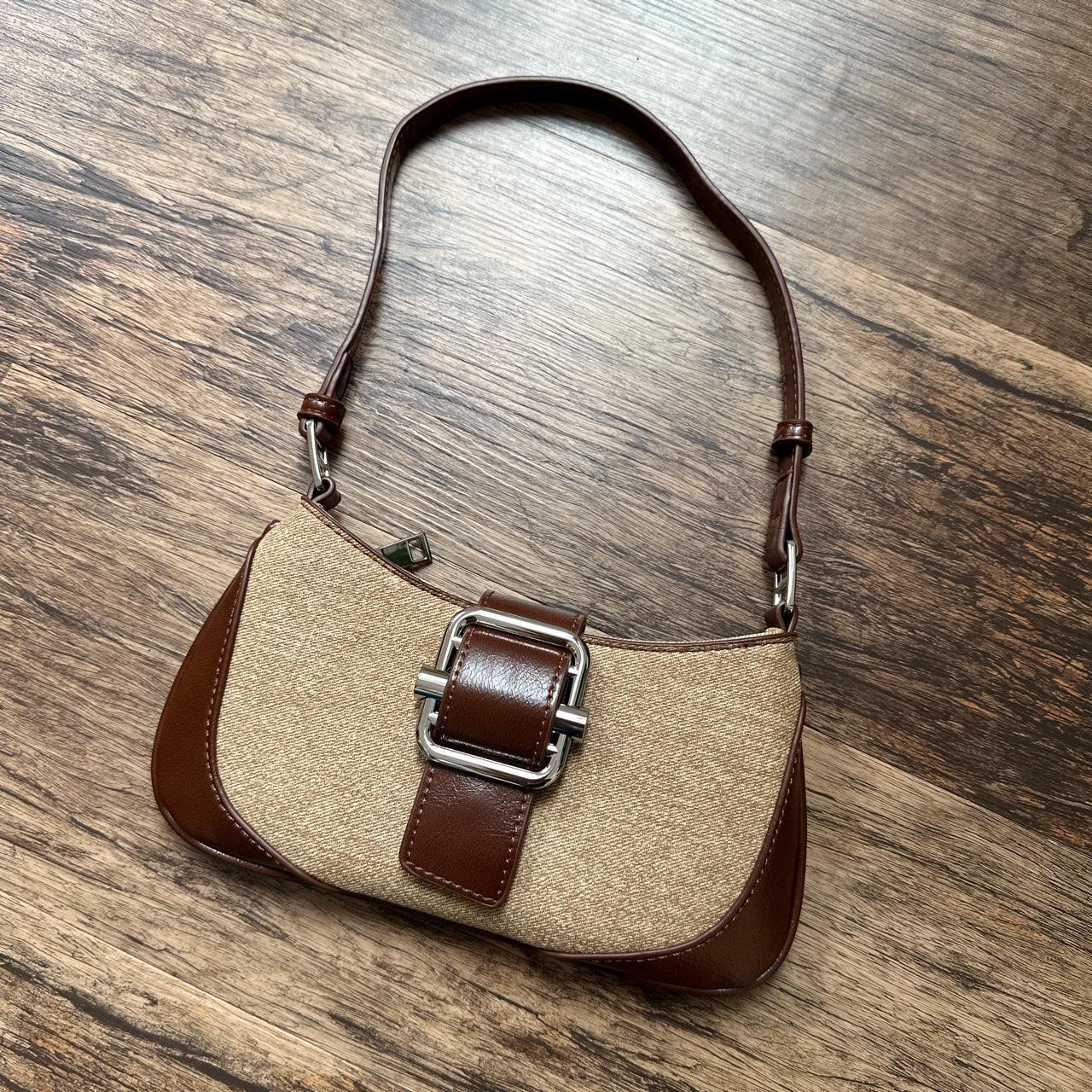 Y2K brown vegan leather shoulder baguette bag - OneCatBoutique